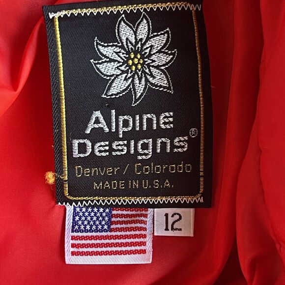 Alpine Designs Puffer Jacket Girl Size 12 Red Full Zip USA Down Ski Winter Nylon - Picture 5 of 13